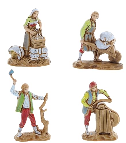Moranduzzo Set of 11 Hand-Finished Nativity Figurines for 1:50 Scale Cribs, Made in Italy
