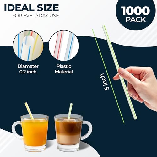 HOUZZKINGZ USA 1000 Assorted Color 5" Plastic Coffee & Cocktail Stir Sticks