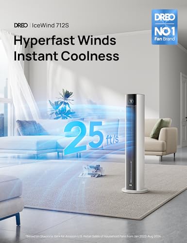 Evaporative Air Cooler 43 Inch Tower Fan with Humidifier and App Control