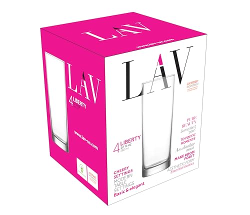 LAV 12.2 oz Highball Glasses Set of 4 - Elegant Tall Drinkware for Cocktails & Beverages