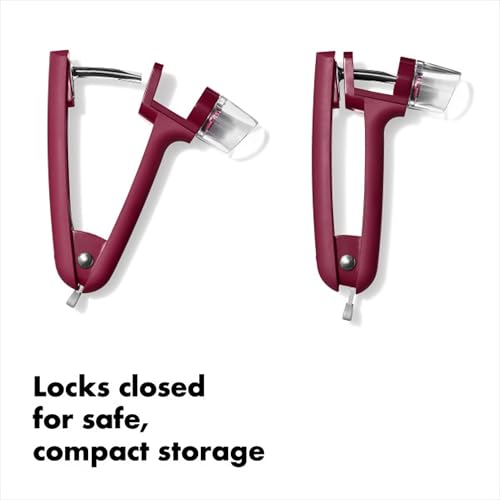 Cherry & Olive Pitter Tool with Splatter Shield & Non-Slip Grip - Beet