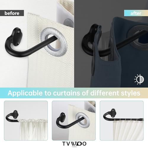 Matte Black Wrap Around Curtain Rod - 28 to 48 Inch Adjustable Blackout Rod