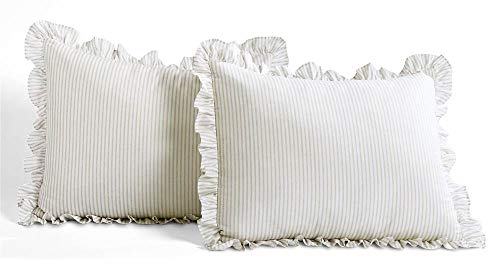 Lush Decor Ticking Stripe 3-Piece King Bedspread Set - Farmhouse Ruffle Bedding