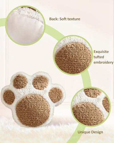 Paw Shaped Throw Pillow, Soft Plush Animal Cushion for Couch and Sofa