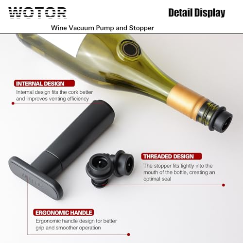 Wine Saver Vacuum Pump with 4 Reusable Stoppers - Fresh Wine Preserver