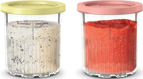 24 oz Reusable Ice Cream Maker Pints with Storage Lids, 2 Pack - Coral & Yellow