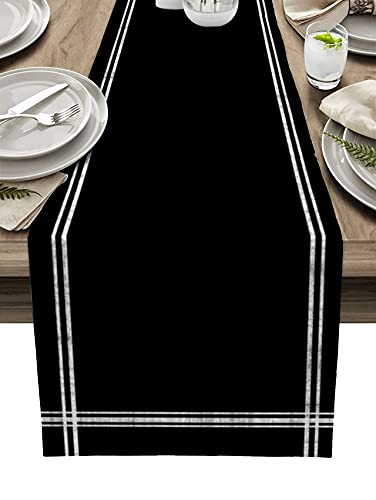 Smile Sunflower 18x72 Black Table Runner – Dresser Scarves, Washable Non-Slip