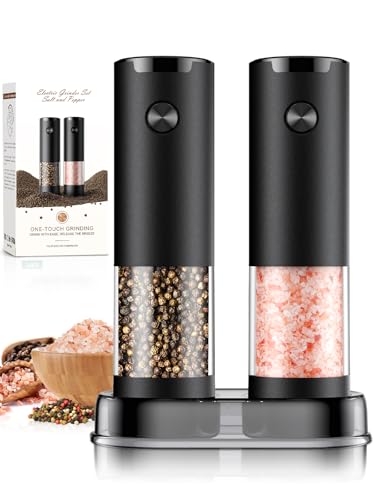 Electric Salt and Pepper Grinder Set with LED Light & Adjustable Coarseness