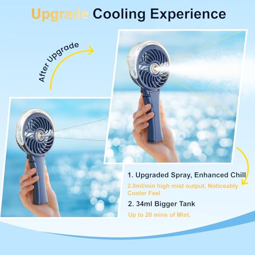 Portable Handheld Misting Fan Rechargeable Personal Water Mister Royal Blue