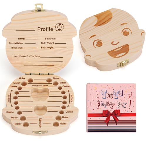 Wooden Baby Tooth Keepsake Box - Kids Tooth Storage & Memory Organizer