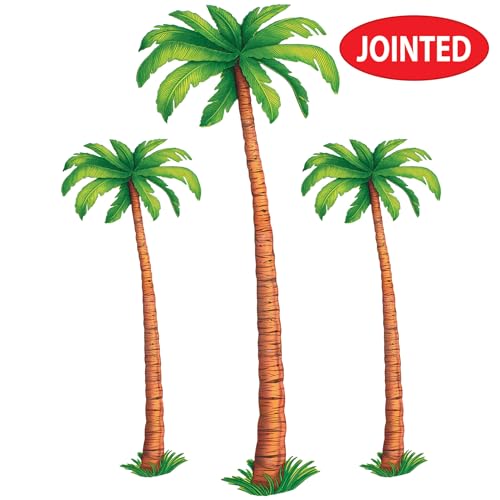 Jointed Palm Tree Wall Cutouts - 3 Pack, 4ft and 6ft Tropical Party Decor