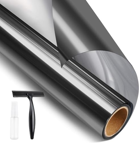 One Way Window Privacy Film - Mirror Glass Tint, 17.5in x 6.5ft, UV Blocking & Heat Control