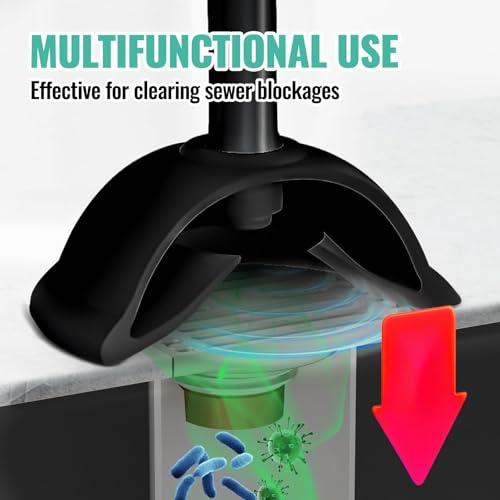 3-in-1 Toilet Brush and Plunger Set with Holder & Crevice Brush - Black