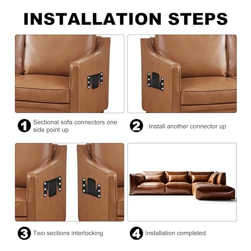 Heavy-Duty Sectional Sofa Connector Brackets - 4 Piece Interlocking Set