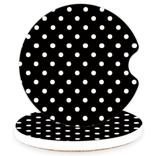 Ugmonk Charcoal Black Ceramic Car Coasters 2 Pack - Absorbent & Stylish Fit for Cup Holders