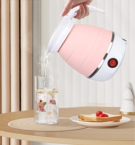 Portable Foldable Electric Travel Kettle - 304 Stainless Steel (Pink)