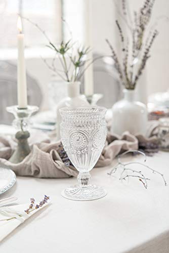Vintage Inspired Pressed Glass Goblet - Clear Stemware for Cocktails