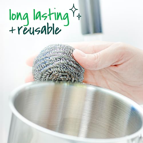 3 Pack Stainless Steel Scrubbers for Heavy Duty Cleaning - Kitchen & Grill Grate Scrubbing Set