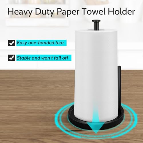 Black Stainless Steel Countertop Paper Towel Holder with Weighted Base