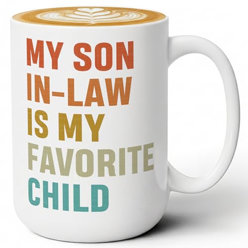 FluffStyle 15 Oz Funny Son-in-Law Mug - My Favorite Child Coffee Cup Gift from In-Laws