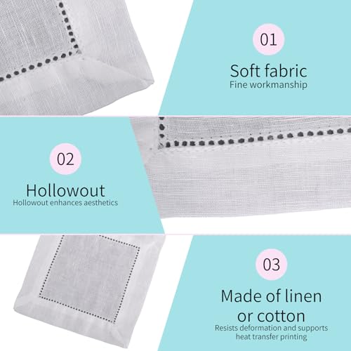 12pcs Linen Cocktail Napkins, 6x6 Inch Reusable Cloth Serviettes for Parties