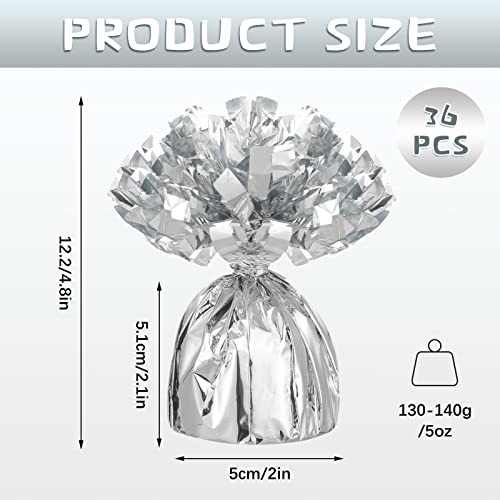 Dansib 36 Pcs Silver Metallic Balloon Weights Set – Heavy Cement Anchor Holders for Table Centerpieces
