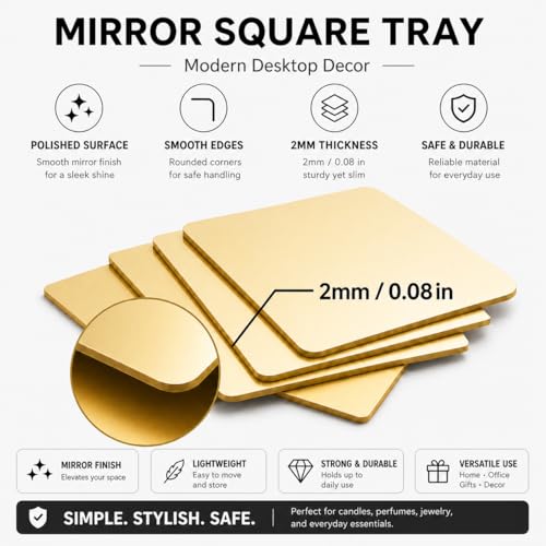 24 Pack 12x12 Inch Square Acrylic Mirror Tiles for Centerpieces and Wall Decor