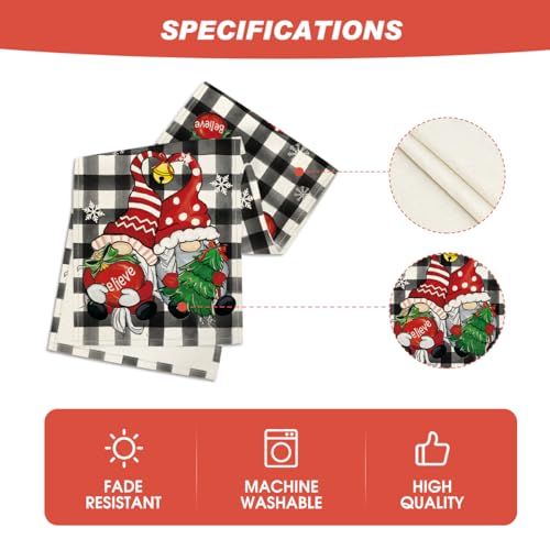 Artoid Mode 13x60-Inch Gnome Christmas Table Runner - Black/White