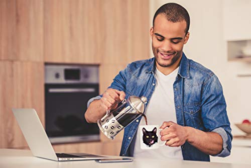 Winston & Bear Thirsty Black Cat Mug - 11oz Ceramic Funny Gift (Hungry Black Cat Variant)