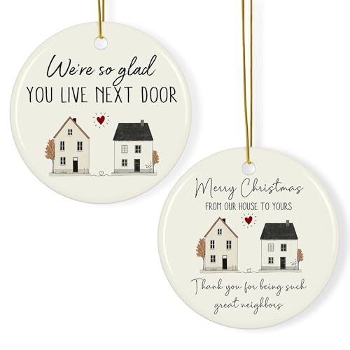 Neighbor Christmas Ornament - Ceramic Gift for Neighbors, 3 Inch Holiday Decor