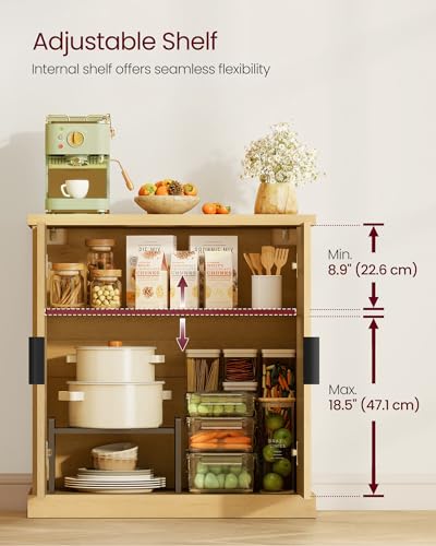 Fluted Buffet Cabinet with Adjustable Shelf - Mid-Century Modern Sideboard
