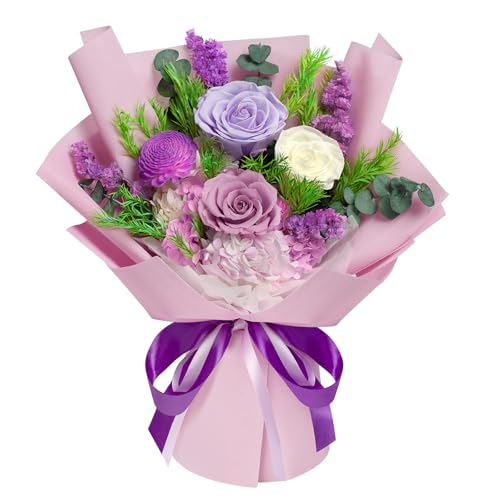 Preserved Rose Bouquet with Vase, Eternal Flowers for Home Decor & Gifts