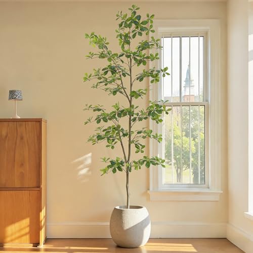 7ft Tall Faux Black Olive Tree with Realistic Leaves for Indoor Decor