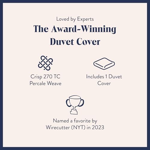 100% Cotton Percale Duvet Cover - Full/Queen, White - Crisp & Cooling