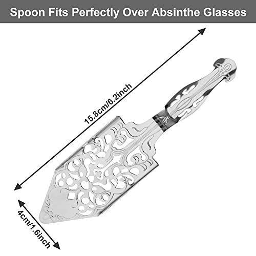 ONLYFU 2-Piece Stainless Steel Absinthe Fountain Spoon Vintage Wormwood Cocktail Dripper Bar Tool