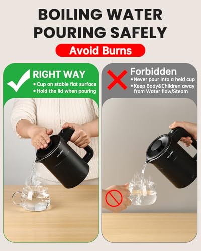 0.6L Portable Electric Kettle, Stainless Steel Travel Hot Water Boiler