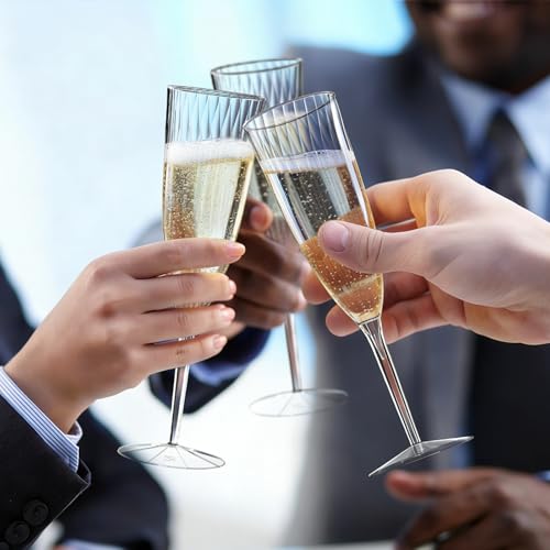 36 Pack Clear Plastic Champagne Flutes 6oz Disposable Glasses for Parties