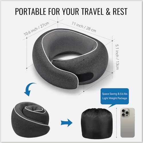 Ergonomic Travel Pillow - Memory Foam Neck Support for Comfort