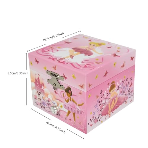 Ballerina Musical Jewelry Box for Girls with Spinning Dancer & Storage Drawer