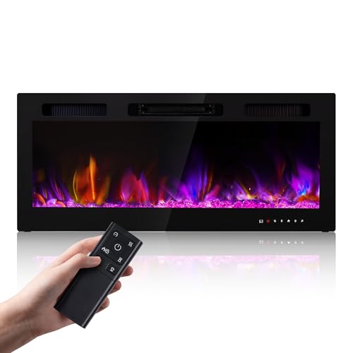 50-Inch Electric Fireplace Wall Mount Insert Ultra-Thin Heater