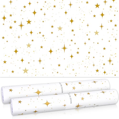 Scented Drawer Liners, 30 Sheets Gold Star Paper for Dresser and Closet