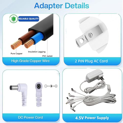 4.5V DC Power Adapter for Christmas Village Displays, 6-Way Splitter