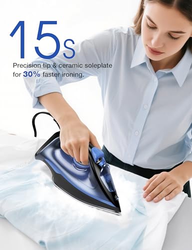 Sundu 1500W Steam Iron with Ceramic Soleplate & Precise Temperature Control