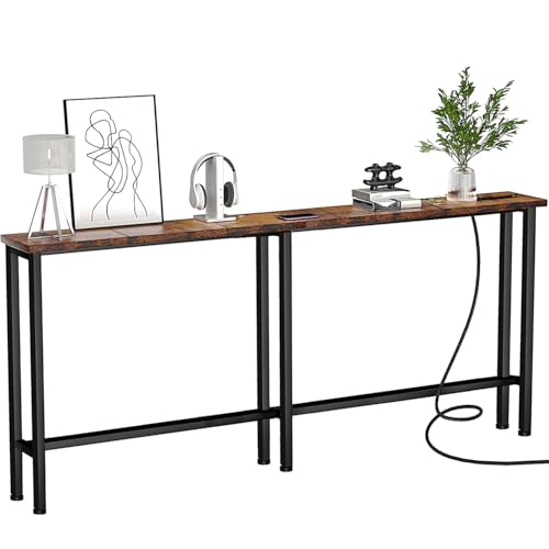 78-Inch Narrow Console Sofa Table with Built-in Power Outlets and USB Ports