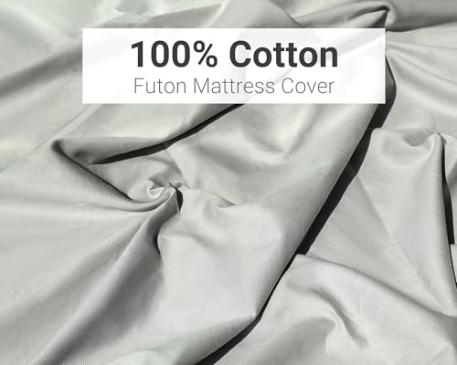 100% Cotton Futon Mattress Cover with Zipper for 4" Mattresses