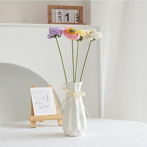 Geometric Origami Ceramic Flower Vase - 7.9 Inch Modern White Home Decor