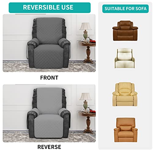Waterproof Recliner Loveseat Sofa Cover with Pocket - Gray/Light Gray