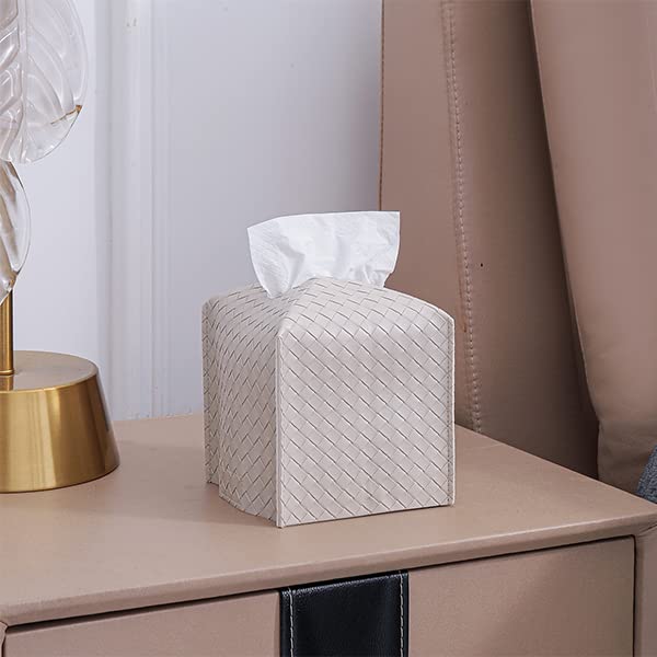 Square PU Leather Tissue Box Cover, Decorative Facial Paper Dispenser