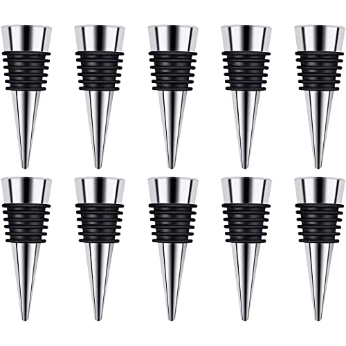 G4S3 10-Pack Stainless Steel Wine Bottle Stoppers - Reusable, Airtight Seal
