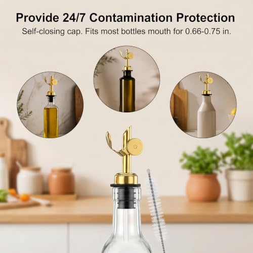 2PCS Stainless Steel Olive Oil Dispenser Spout with Auto Flow Control